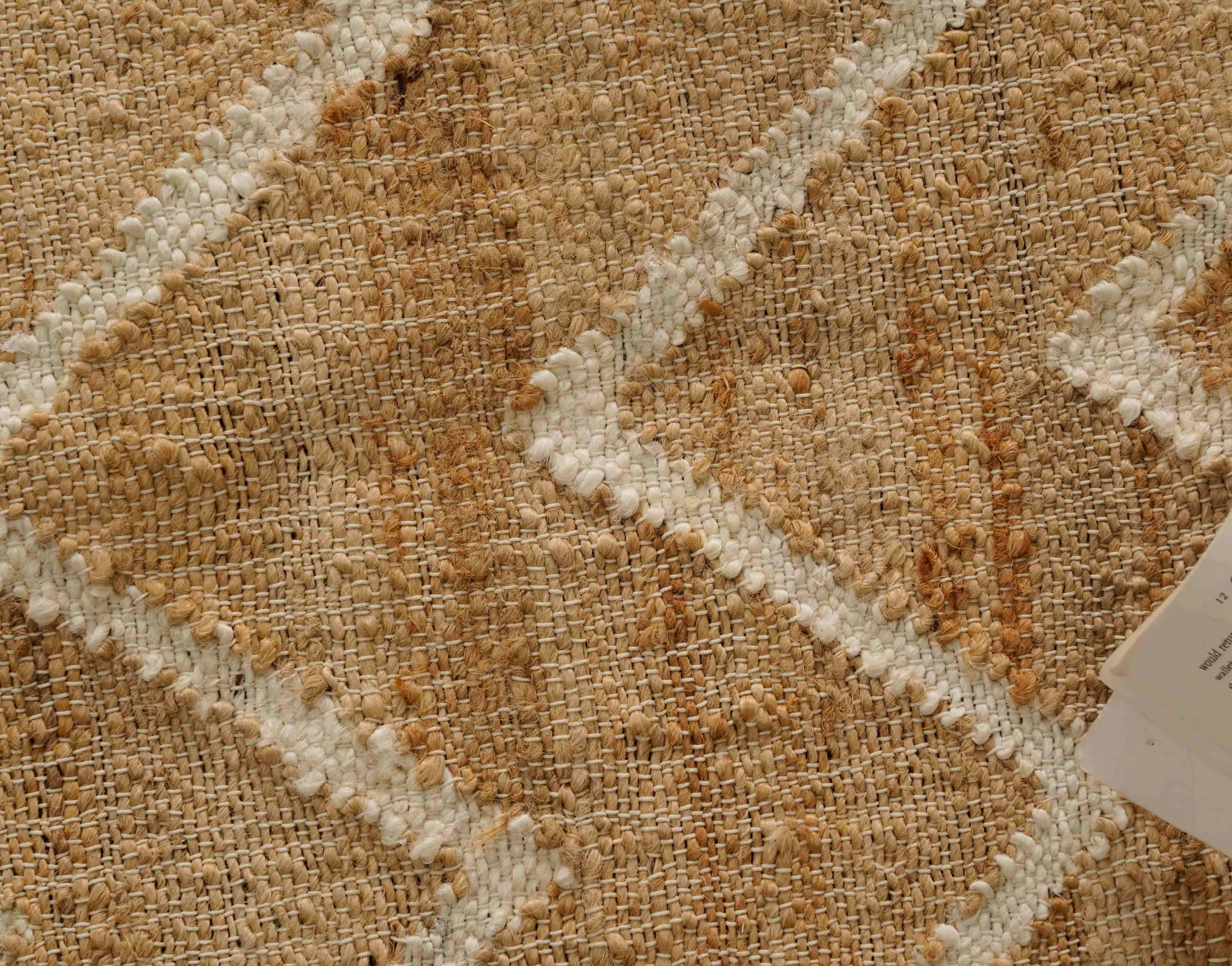 Indian Handmade Cotton Jute Rug Beige Cotton Juna Rug With White Pattern Rug Moroccan Nordic Scandinavian Decor Inspired White Fringes Rug For Living Home  - Image 8