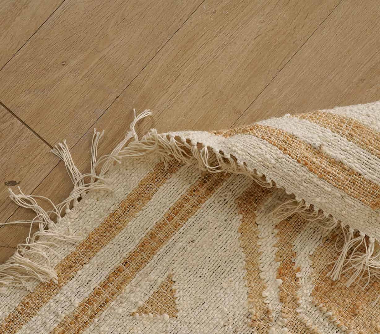 White Rug and Beige Design Hand Woven Moroccan Inspired Bohemian Jute and Cotton Rug Vintage Large Area Jute Rug For Living Room Decor Rug White Fringes Jute Rug  - Image 5