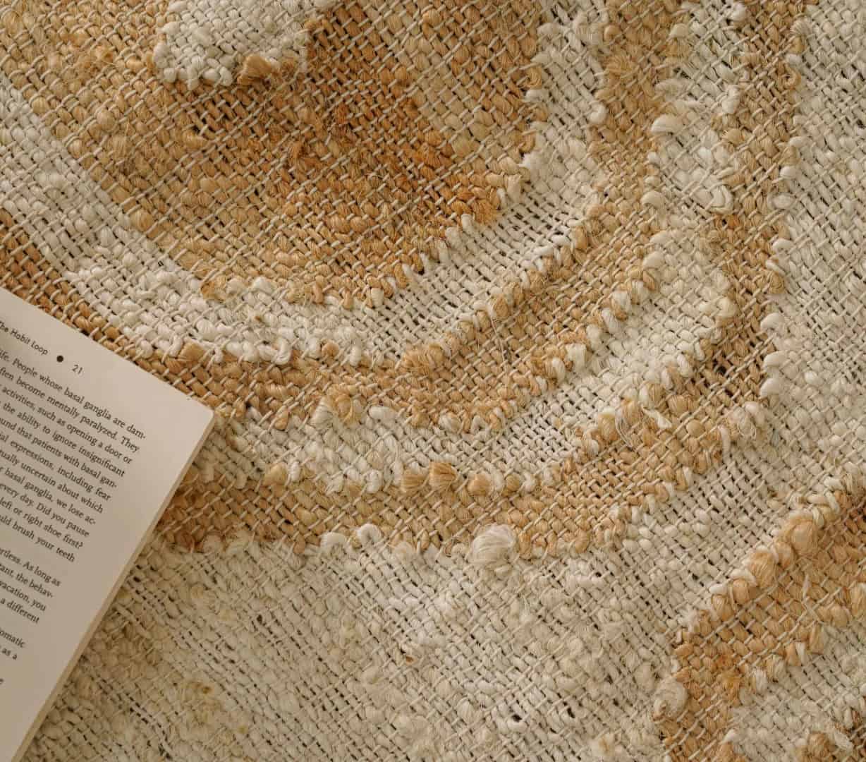 White Rug and Beige Design Hand Woven Moroccan Inspired Bohemian Jute and Cotton Rug Vintage Large Area Jute Rug For Living Room Decor Rug White Fringes Jute Rug  - Image 9