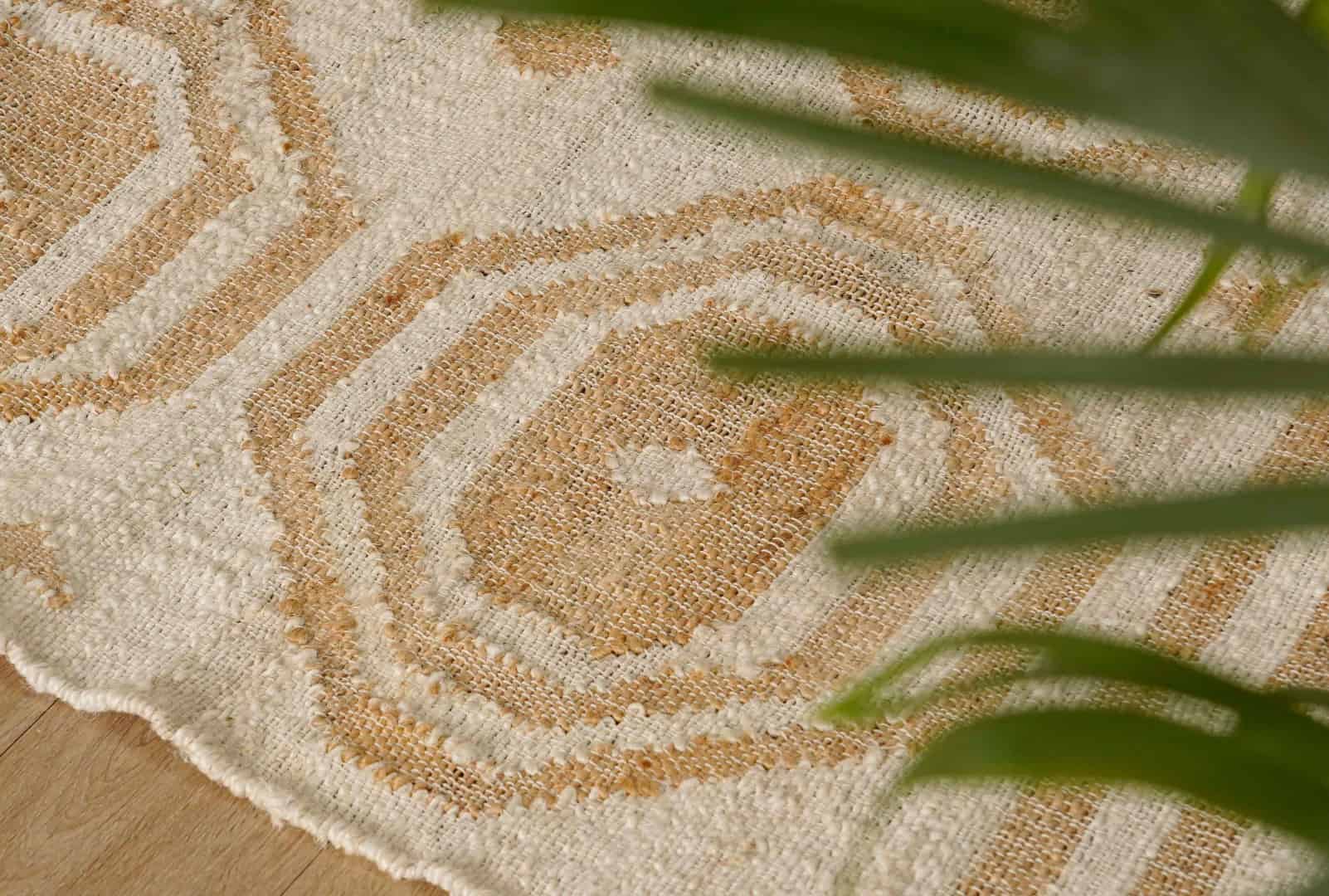 White Rug and Beige Design Hand Woven Moroccan Inspired Bohemian Jute and Cotton Rug Vintage Large Area Jute Rug For Living Room Decor Rug White Fringes Jute Rug  - Image 8