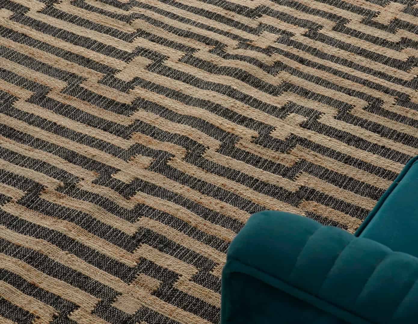 Indian Handmade Cotton Jute Rug Boho Scandinavian Decor Beige Jute Rug With Black Striped Line Design Rug White Fringes Jute Area Rug For Living Decor Home - Image 8