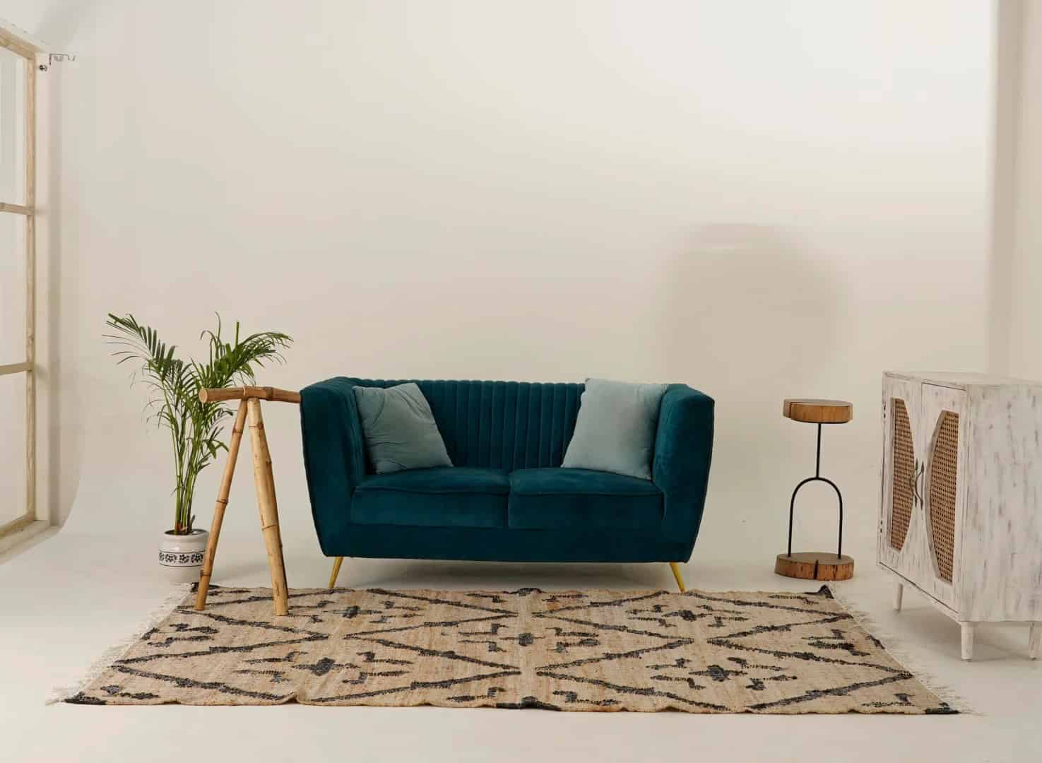 Beige Cotton Jute Rug With Black Design Rug Handwoven Boho Rug Vintage Large Dhurrie Rug White Fringes Jute Rug Home Decor Rug Moroccan Jute Rug  - Image 2