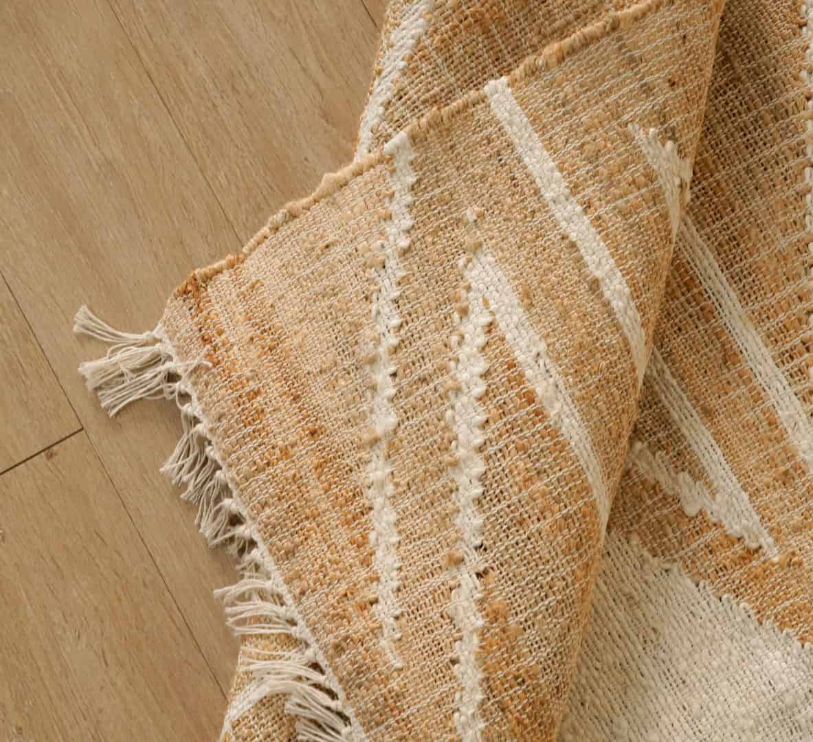 Natural Jute Beige Rug With White Design High Quality Hand Woven Geometric Boho Style Rug Large Area Rug Vintage Jute Rug White Fringes Jute Rug Decor Home Rug  - Image 3