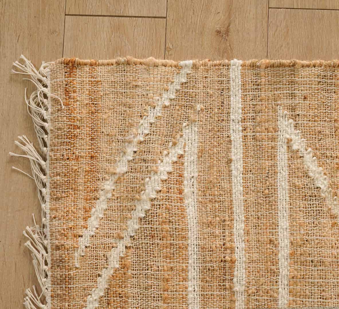 Natural Jute Beige Rug With White Design High Quality Hand Woven Geometric Boho Style Rug Large Area Rug Vintage Jute Rug White Fringes Jute Rug Decor Home Rug  - Image 4