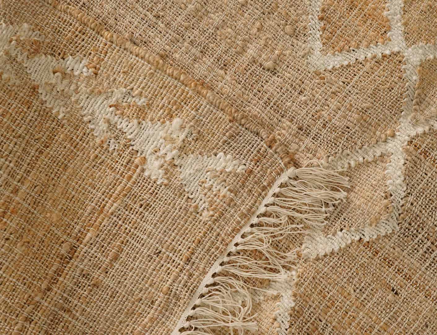 Indian Handmade Cotton Jute Dhurrie Bohemian Jute Rug Beige Jute Rug With White Pattern Rug Vintage Large Area Rug White Fringes Jute Rug Guestroom Decor Rug  - Image 6