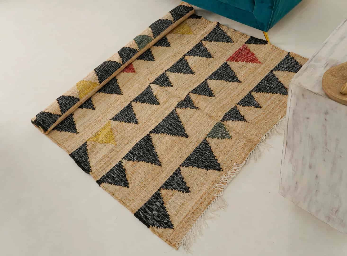 Natural Jute Handwoven Cotton Jute Rug White Fringes Jute Rug Decorative Jute Rug Large Area Jute Rug Entryway Jute Rug For Living Room Decor Rug  - Image 3