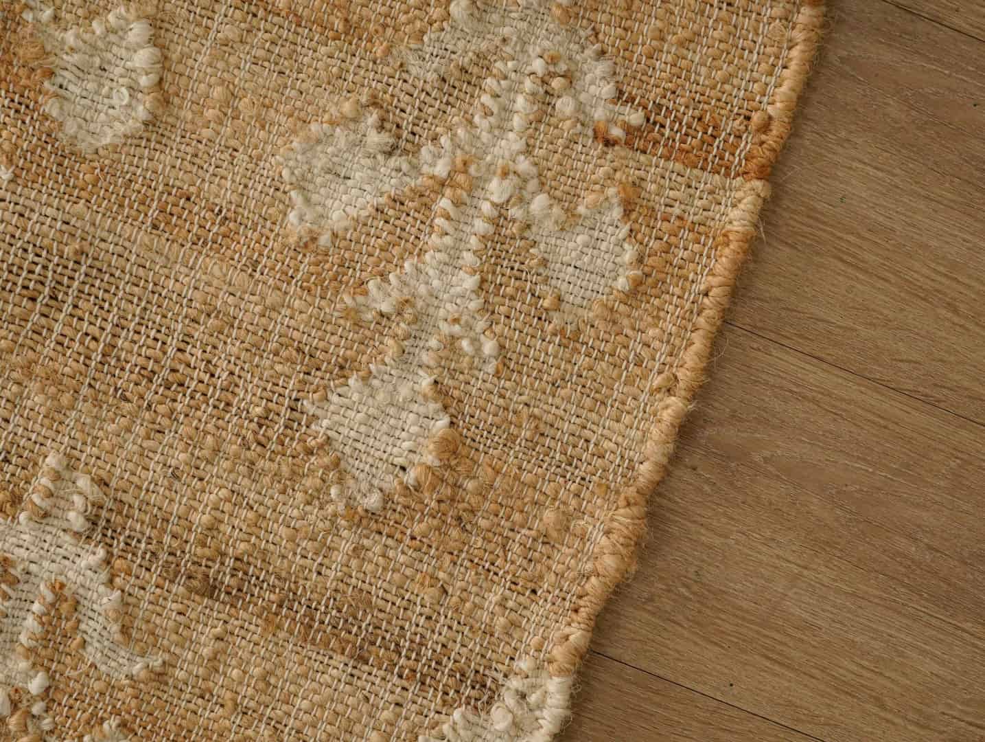 Ivory Flower Natural Jute wool High Quality Hand Woven Premium Quality Boho Style Rug Vintage Jute Large Area Rug White Design Rug and White Fringes Jute Rug  - Image 7