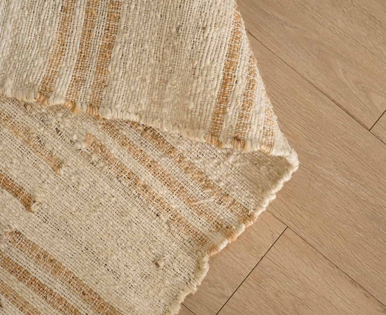White Cotton Jute Rug With Beige Stripes Design Bohemian Boho Moroccan Rug Hand Woven Decor Large Rug White Fringes Jute Rug For Living Room Decor Rug  - Image 3