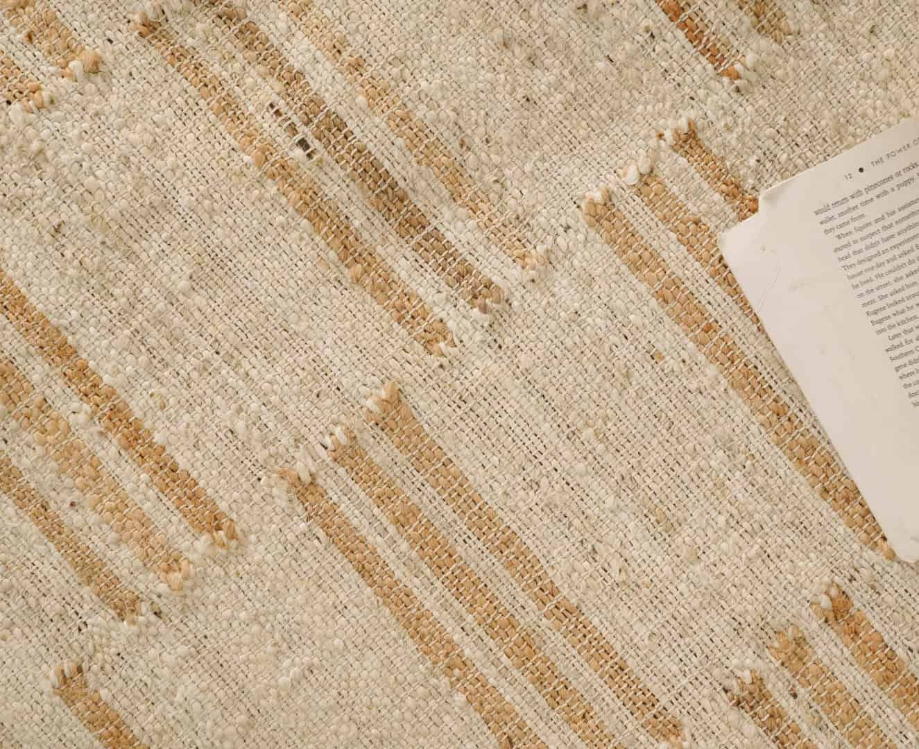 White Cotton Jute Rug With Beige Stripes Design Bohemian Boho Moroccan Rug Hand Woven Decor Large Rug White Fringes Jute Rug For Living Room Decor Rug  - Image 10