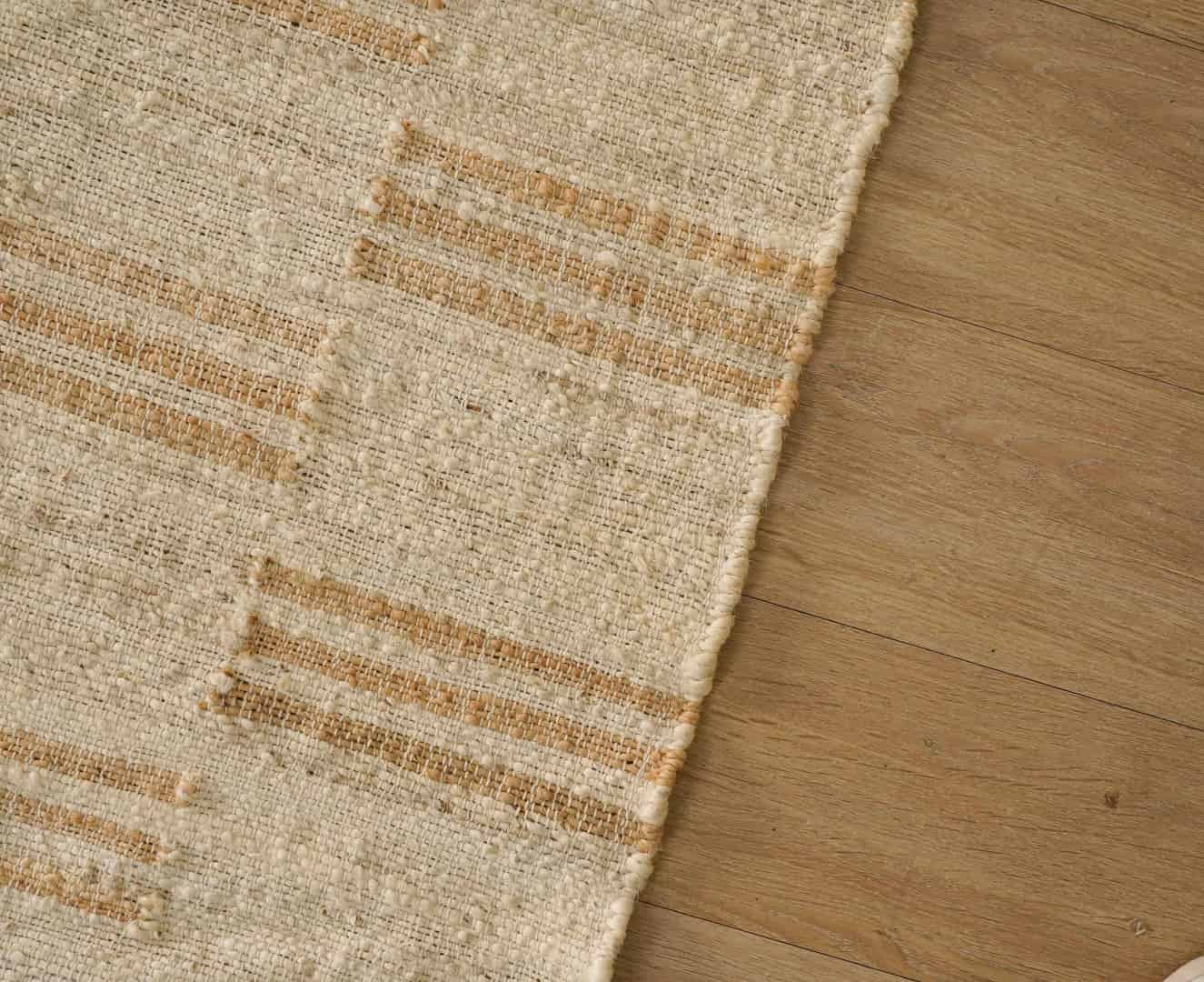 White Cotton Jute Rug With Beige Stripes Design Bohemian Boho Moroccan Rug Hand Woven Decor Large Rug White Fringes Jute Rug For Living Room Decor Rug  - Image 8