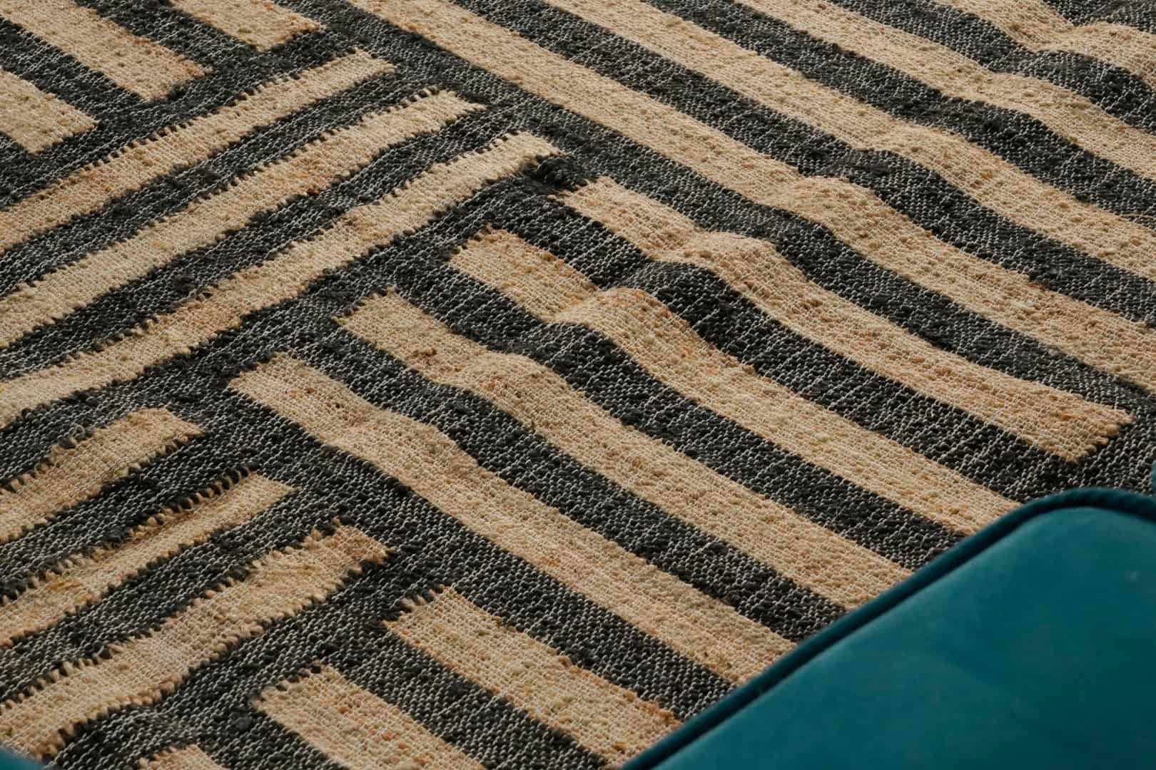 Custom Size Handmade Natural Jute Braided Rectangle Rug With Black Striped Lines Decor Jute Rug Handwoven Cotton Jute Dhurrie Rug For Living Room Decor Rug  - Image 6