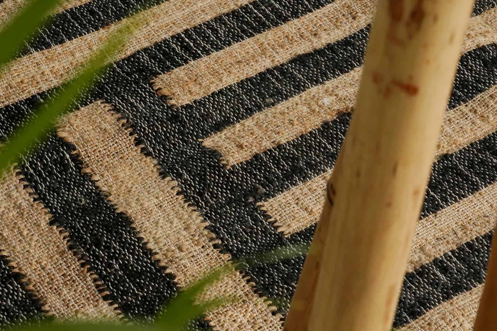 Custom Size Handmade Natural Jute Braided Rectangle Rug With Black Striped Lines Decor Jute Rug Handwoven Cotton Jute Dhurrie Rug For Living Room Decor Rug  - Image 7