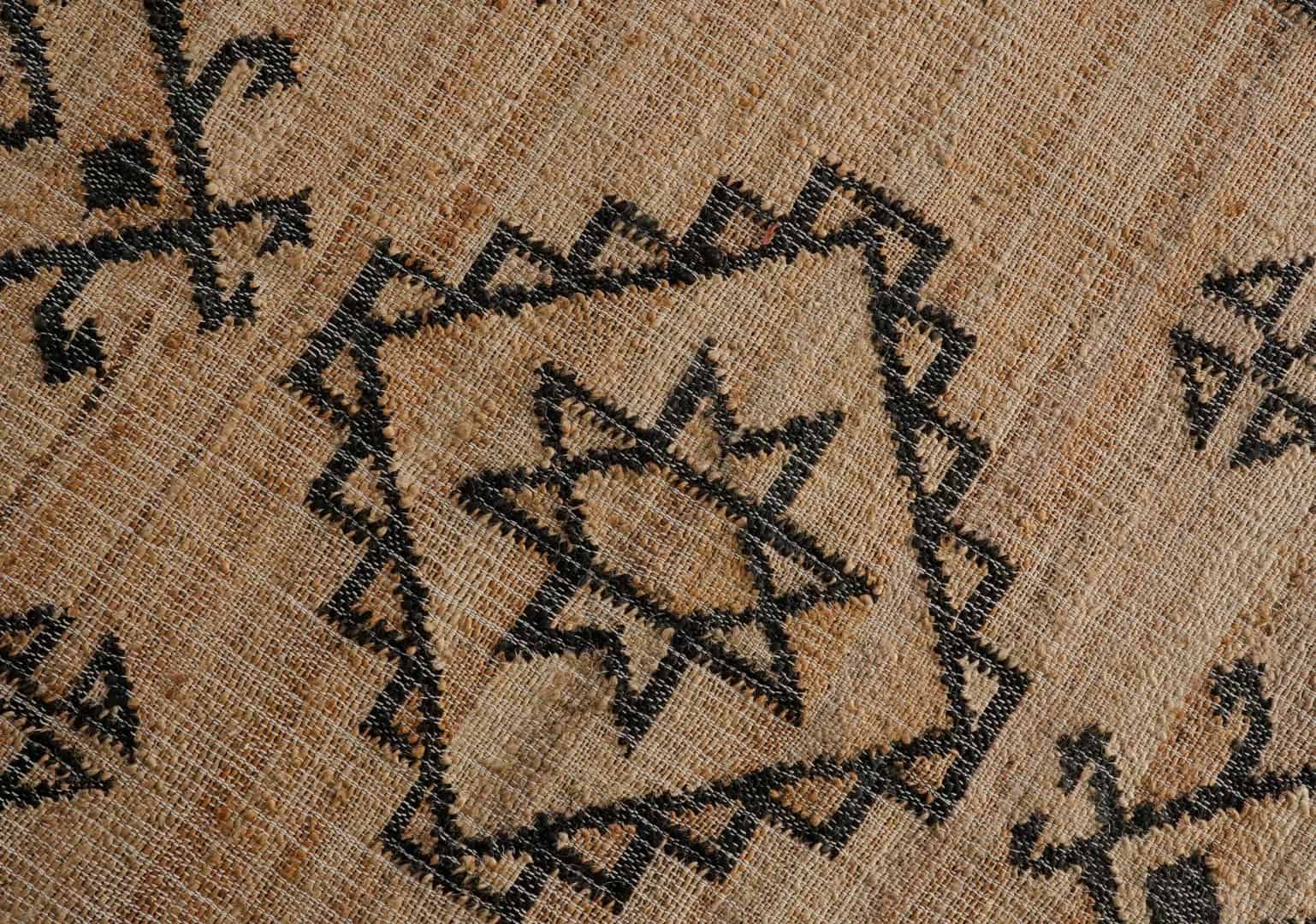 Custom Size Handmade Natural Beige Jute Rectangle Rug with Black Design Living Room Decor Bohemian Jute Carpet Area Rug for Dining Room and White Fringes Jute Rug  - Image 13