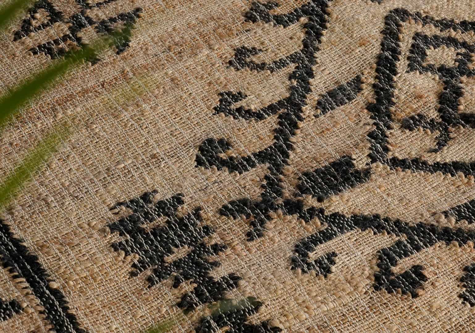 Custom Size Handmade Natural Beige Jute Rectangle Rug with Black Design Living Room Decor Bohemian Jute Carpet Area Rug for Dining Room and White Fringes Jute Rug  - Image 8