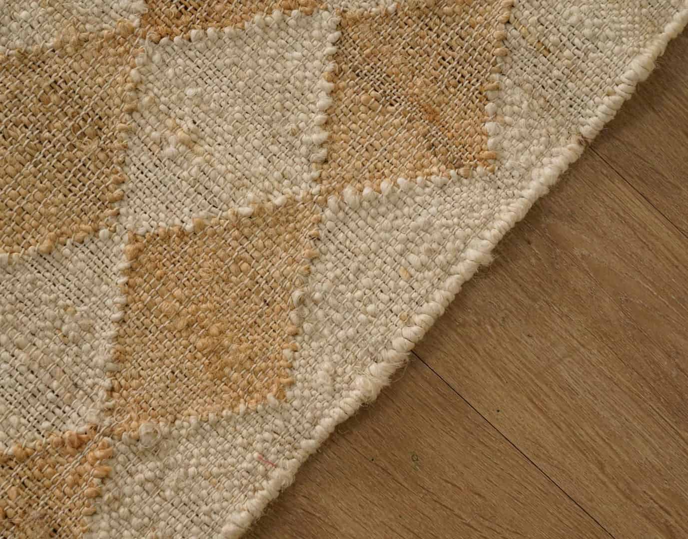 Natural Jute Fiber and Cotton Hand Woven Bohemian Moroccan Inspired Rug White Jute Rug With Beige Diamond Shape Rug Decor Rug White Fringes Jute Rug  - Image 8