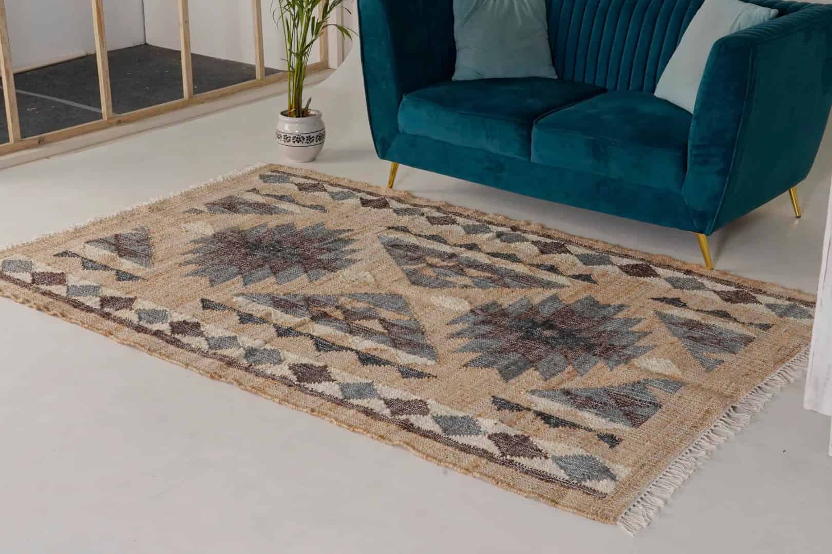 Custom Size Handwoven Cotton Jute Rug Rectangle Shape Rug Vintage Large Area Dhurrie Rug For Living Home Decorative Rug Bohemian Jute Rug Entryway Dhurrie  - Image 1