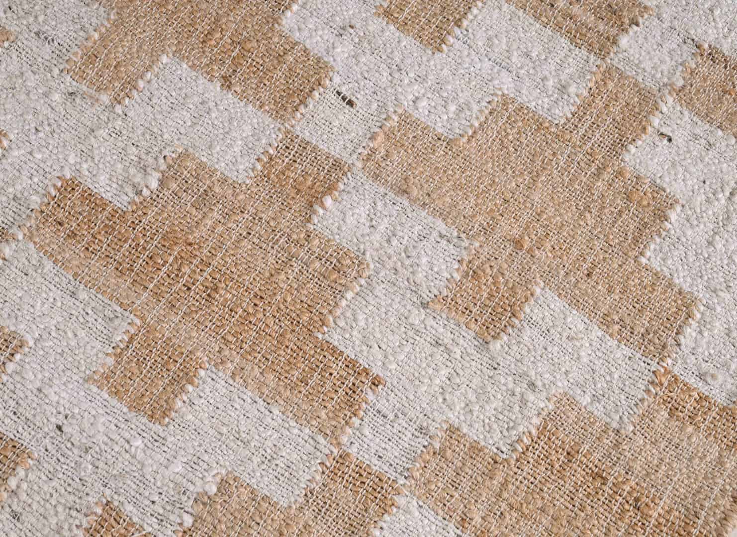 Natural Jute Fiber Cotton Hand Woven Bohemian Moroccan Inspired Rug Beige Jute Rug With Beige Pattern Decor Rug White Fringes Jute Rug For Living Home Rug  - Image 5