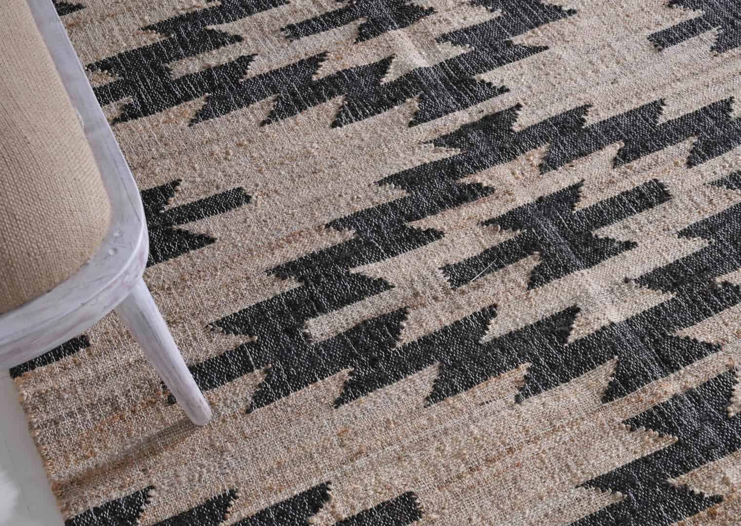 Cotton Jute Handmade Large Area Rug Beige Jute Rug With Black Design Rug Handwoven Bohemian Decor Inspired Boho Scandinavian Decor Rug Entryway Jute Rug  - Image 3