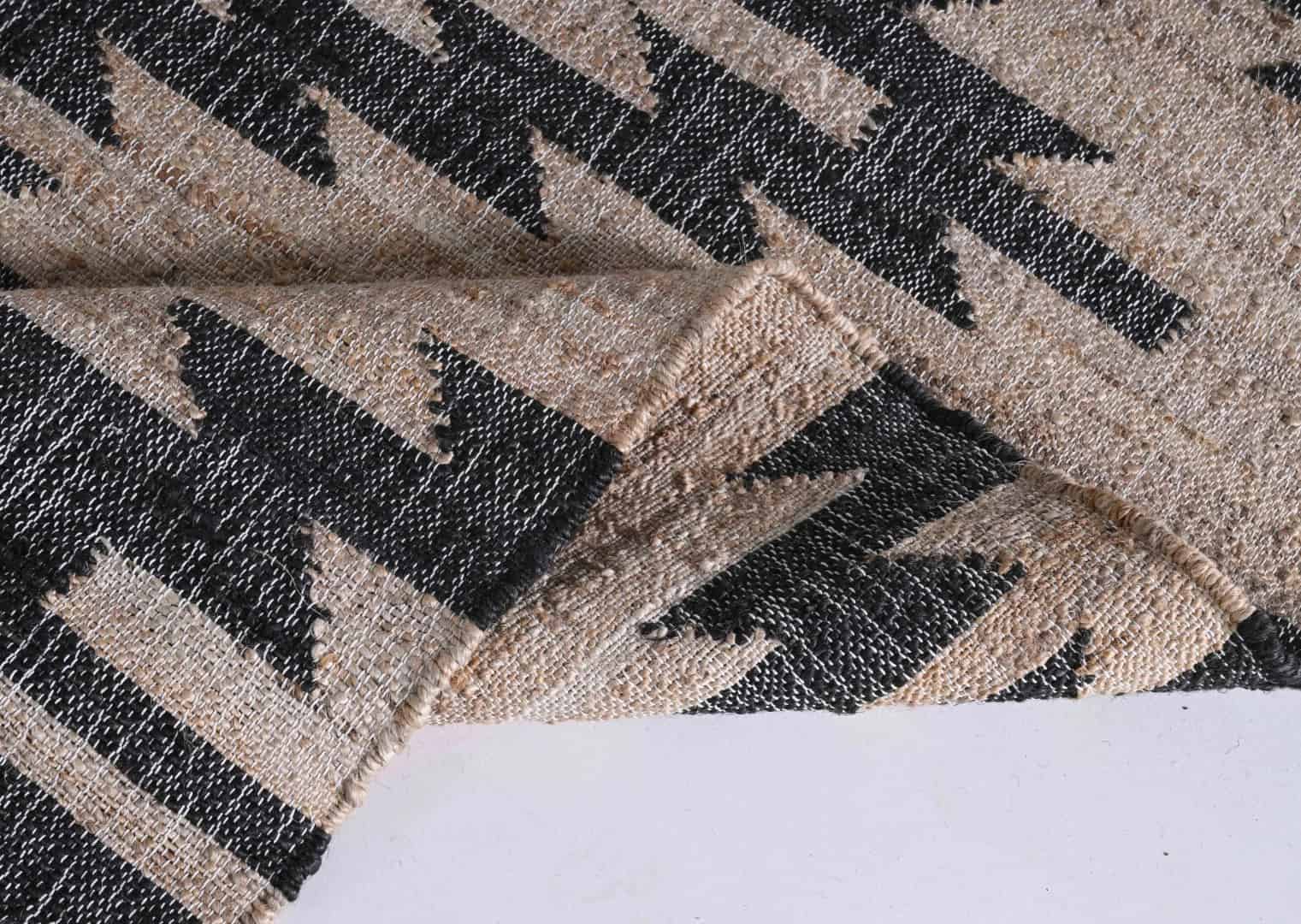 Cotton Jute Handmade Large Area Rug Beige Jute Rug With Black Design Rug Handwoven Bohemian Decor Inspired Boho Scandinavian Decor Rug Entryway Jute Rug  - Image 6