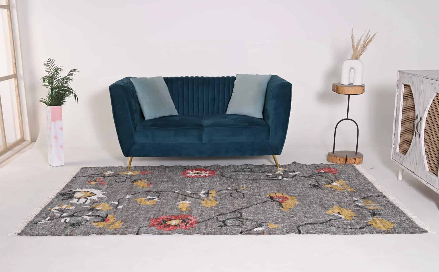 Indian Handwoven Cotton Jute Rug Colorful Jute large Dhurrie Rug White Fringes Jute Rug Moroccan Nordic Scandinavian Decor Inspired Decor Jute Rug For Living Home  - Image 2