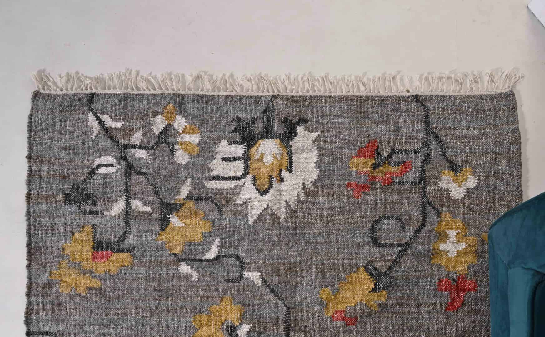 Indian Handwoven Cotton Jute Rug Colorful Jute large Dhurrie Rug White Fringes Jute Rug Moroccan Nordic Scandinavian Decor Inspired Decor Jute Rug For Living Home  - Image 3