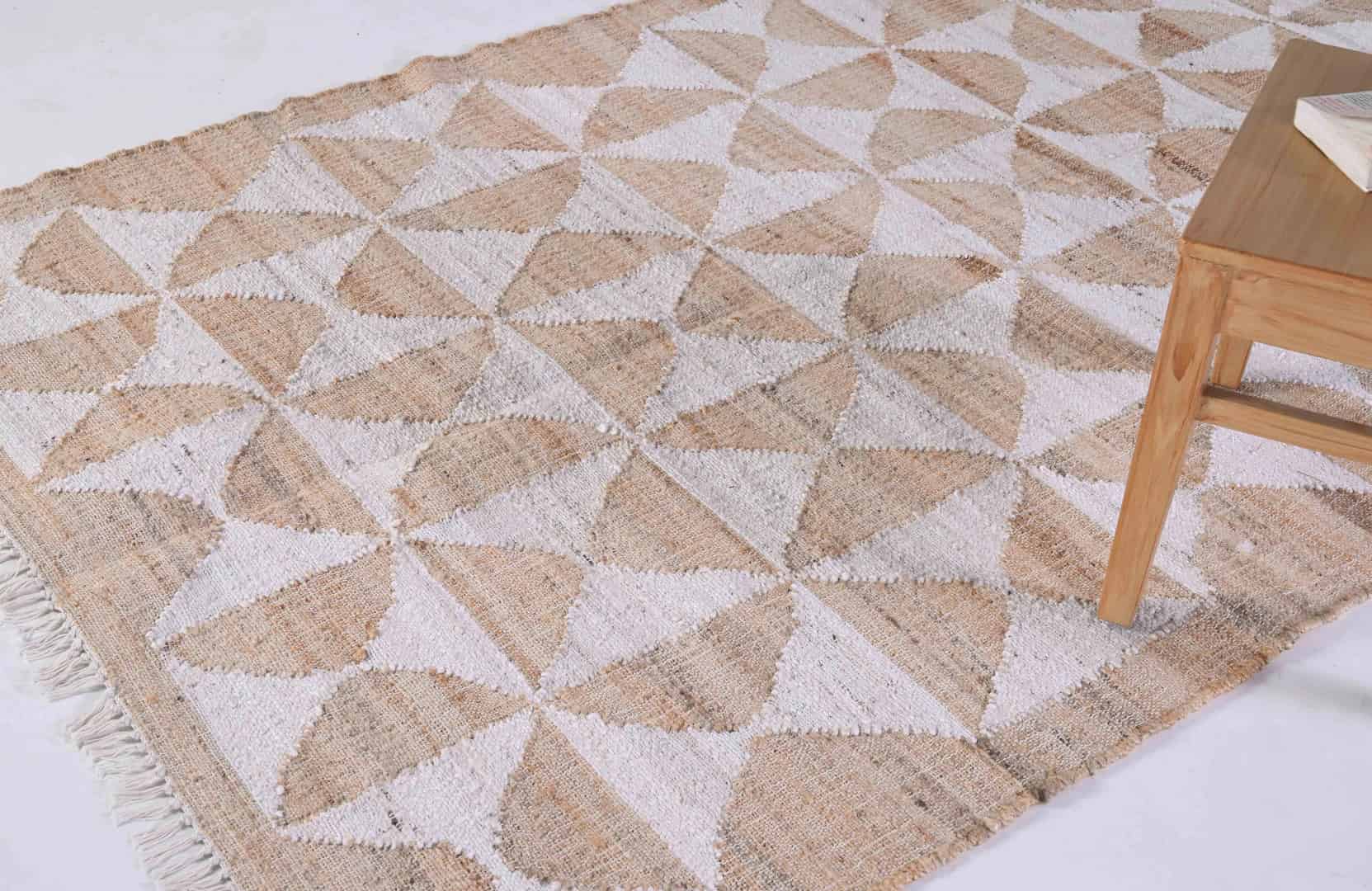 Natural Jute Ivory High Quality Hand Woven Premium Quality Boho Style Rug Beige Cotton Jute Rug With White Design Rug Handmade Large Dhurrie Rug Decor Jute Rug  - Image 2