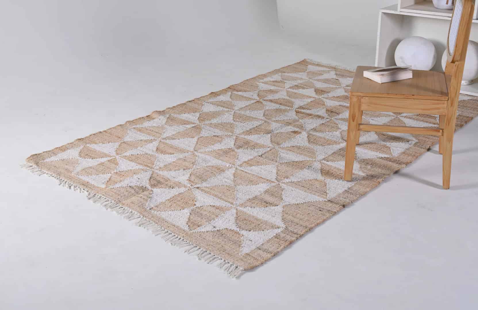 Natural Jute Ivory High Quality Hand Woven Premium Quality Boho Style Rug Beige Cotton Jute Rug With White Design Rug Handmade Large Dhurrie Rug Decor Jute Rug  - Image 4