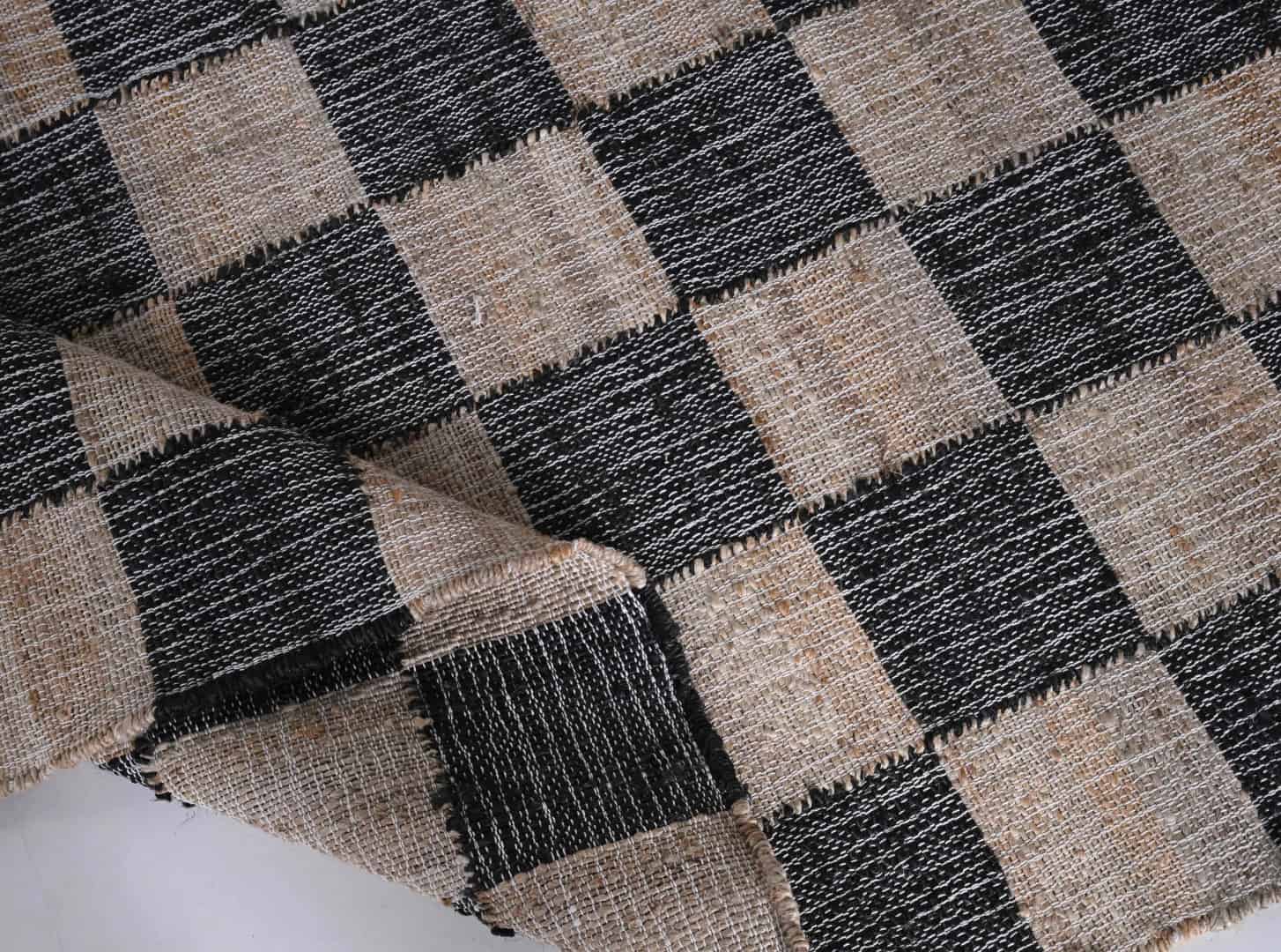 Natural Cotton Jute Moroccan Inspired Rug With Black Boxes Design Rug White Fringes Jute Rug For living Room Decor Rug Cotton Jute Entryway Large Dhurrie Rug  - Image 7