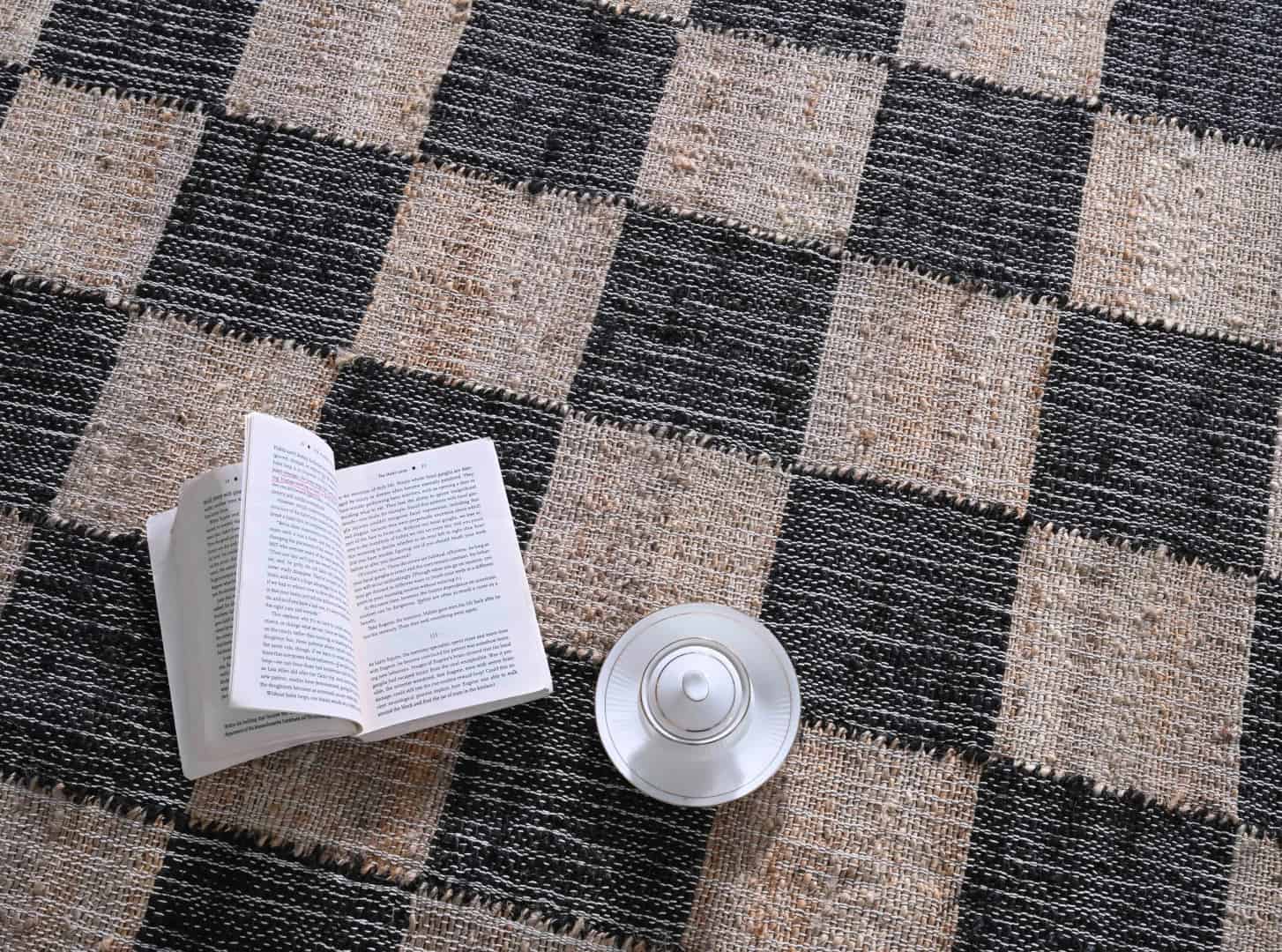 Natural Cotton Jute Moroccan Inspired Rug With Black Boxes Design Rug White Fringes Jute Rug For living Room Decor Rug Cotton Jute Entryway Large Dhurrie Rug  - Image 6