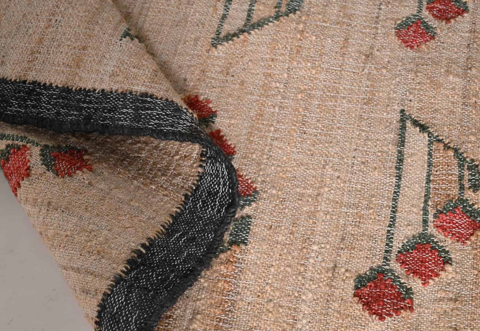 Colorful Handwoven Cotton Jute Rug Designing Decor Large Dhurrie Rug White Fringes Jute Rug Vintage Large Area Rug Handmade Jute Cotton Rug Home Decor Rug  - Image 6