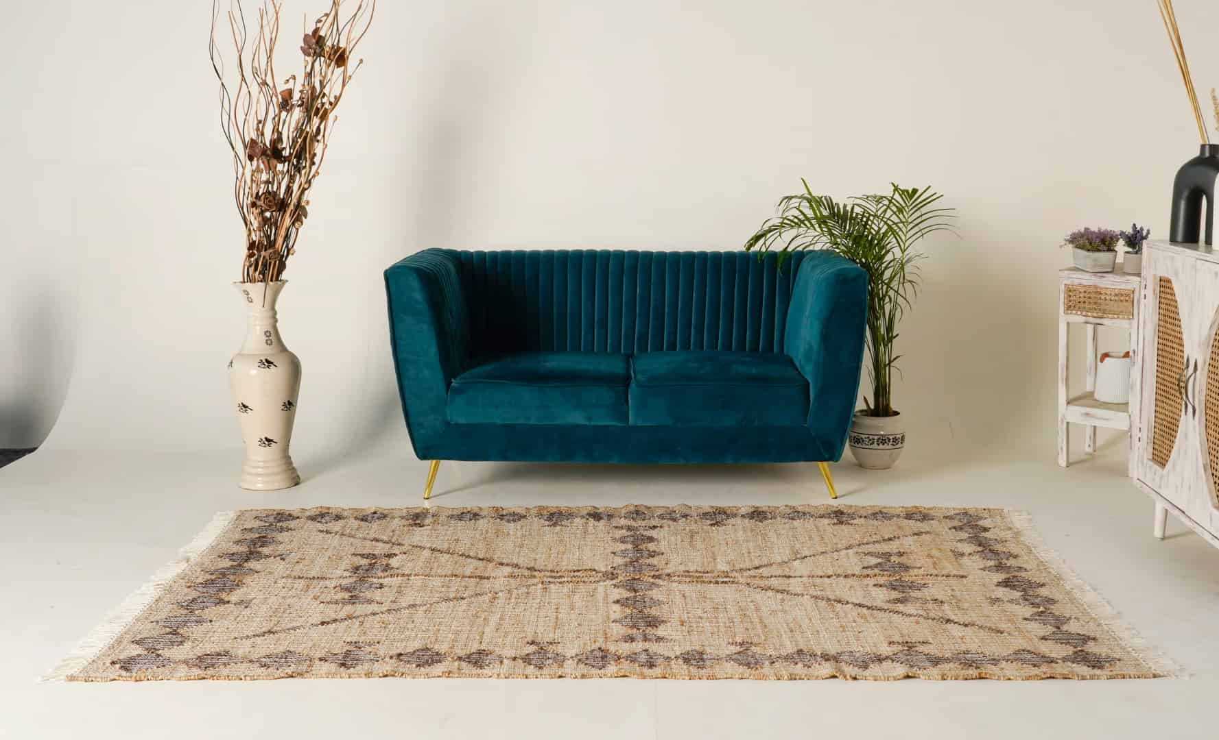 Beige Cotton Jute Rug Handwoven Large Area Rug Brown Pattern Rug Vintage Large Area Rug For Living Hallway Decor Dhurrie Rug Entryway Jute Rug  - Image 5