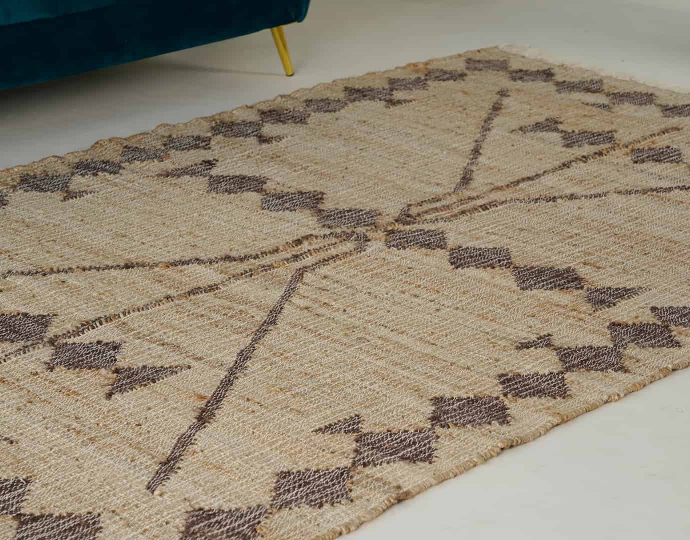 Beige Cotton Jute Rug Handwoven Large Area Rug Brown Pattern Rug Vintage Large Area Rug For Living Hallway Decor Dhurrie Rug Entryway Jute Rug  - Image 6