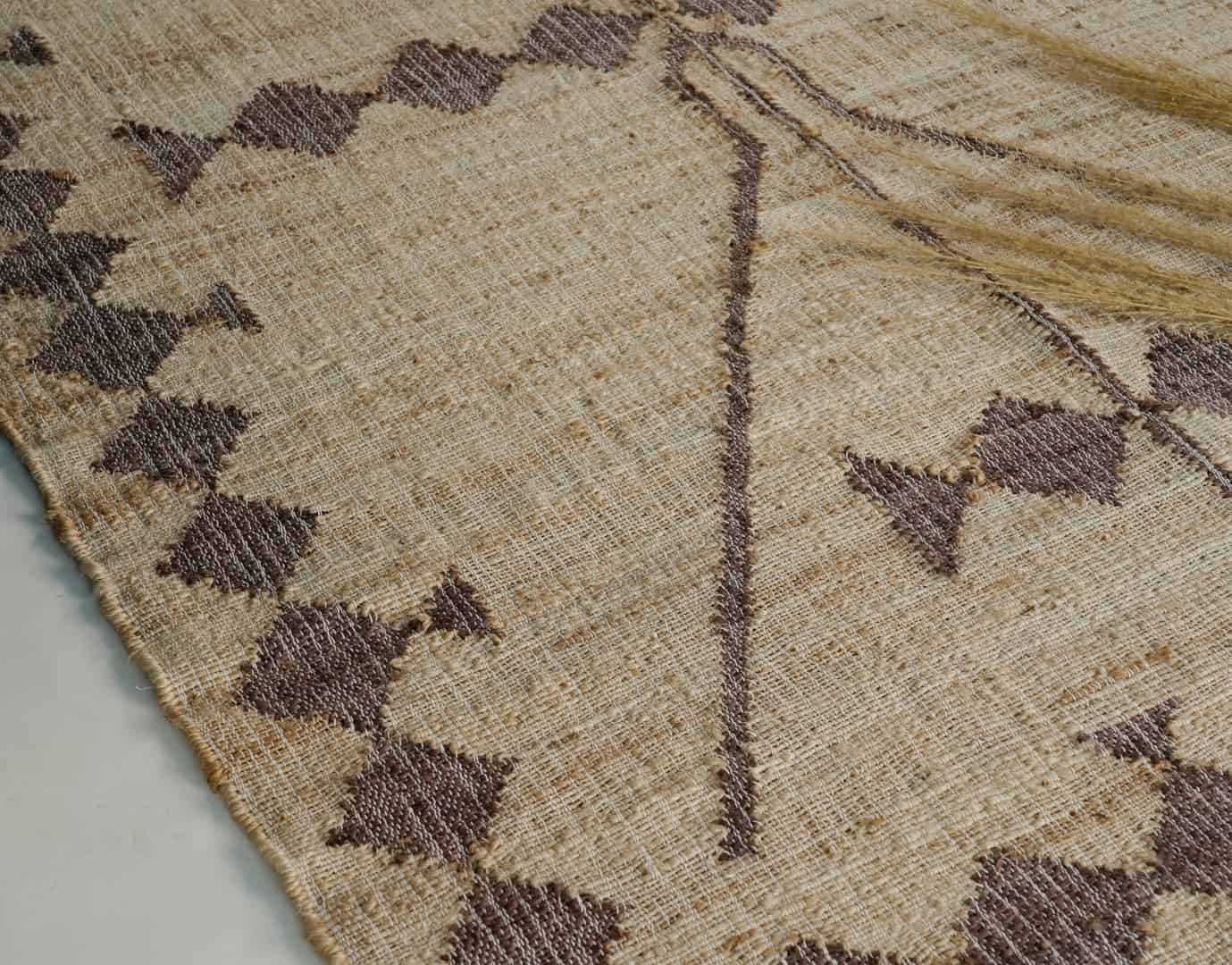 Beige Cotton Jute Rug Handwoven Large Area Rug Brown Pattern Rug Vintage Large Area Rug For Living Hallway Decor Dhurrie Rug Entryway Jute Rug  - Image 7