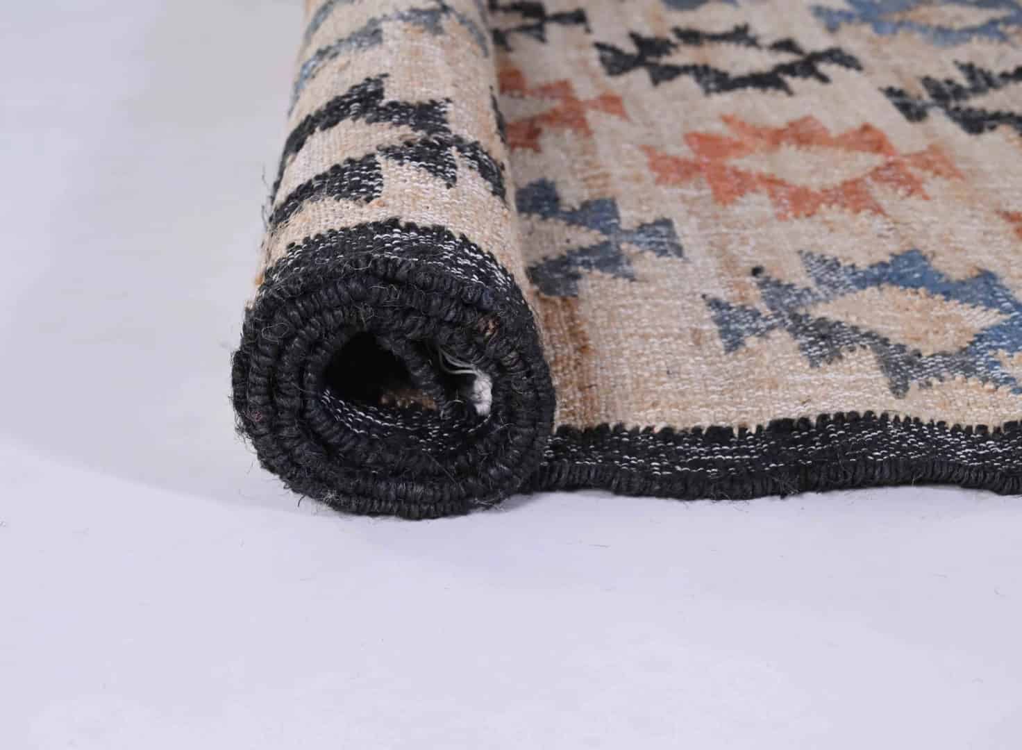 Indian Handwoven Colorful Cotton Jute Large Area Rug Rectangle Shape Rug Boho Decor Rug White Fringes Jute Rug Designing Decor Jute Dhurrie Rug For Living Home - Image 5