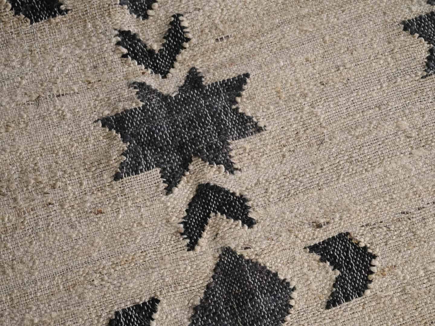 Off White Cotton Jute Rug With Black Pattern Jute Rug Handwoven Large Dhurrie Rug White Fringes Jute Rug For Living Guestroom Decorative Jute Area Rug Moroccan Jute Rug  - Image 7