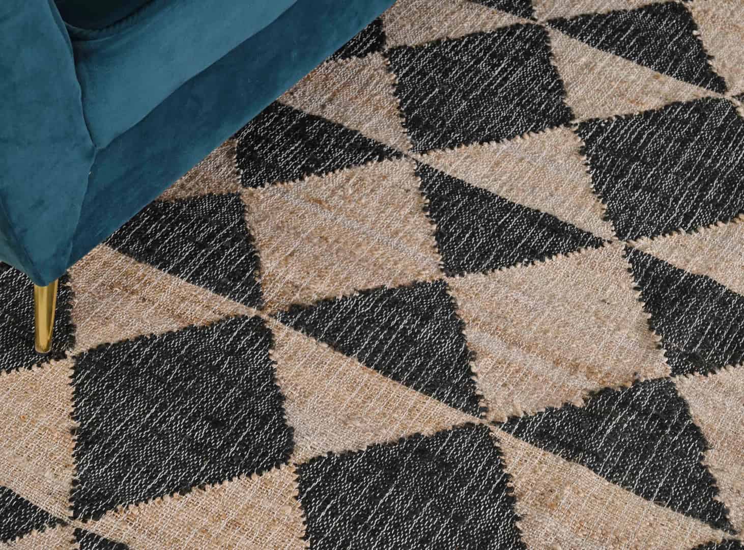 Natural Cotton Jute Moroccan Inspired Rug in Black Design Damru Rug White Fringes Jute Rug Handwoven Large Dhurrie Rug Moroccan Jute Rug Decorative Jute Area Rug   - Image 5