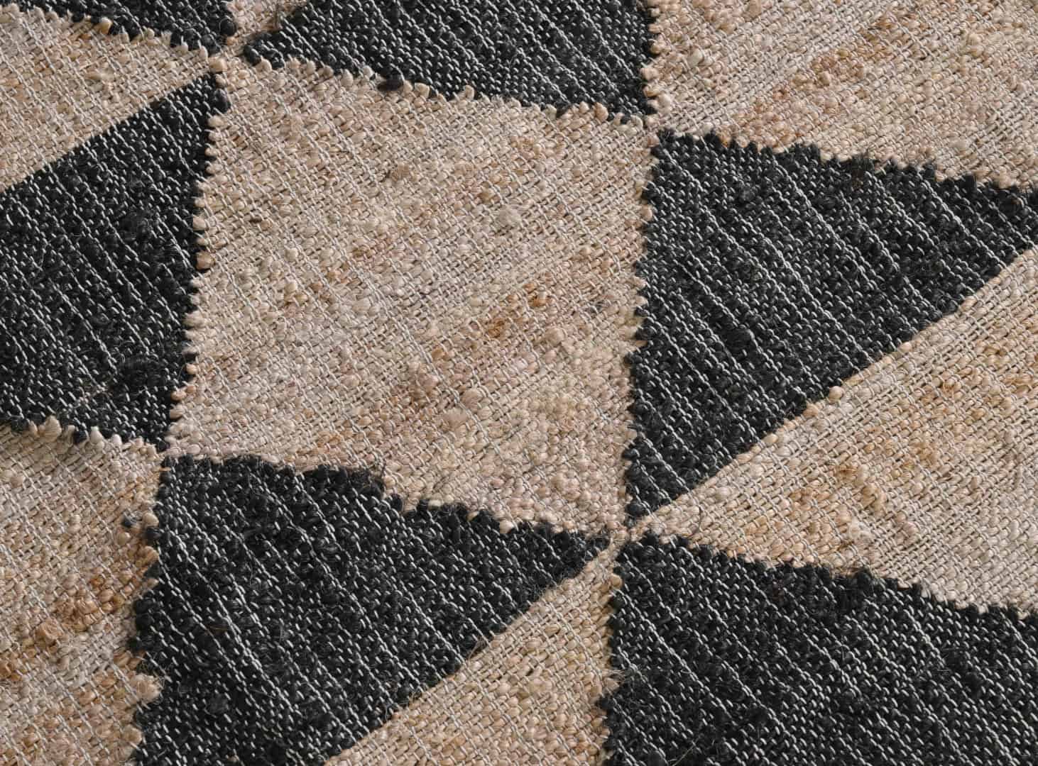 Natural Cotton Jute Moroccan Inspired Rug in Black Design Damru Rug White Fringes Jute Rug Handwoven Large Dhurrie Rug Moroccan Jute Rug Decorative Jute Area Rug   - Image 7