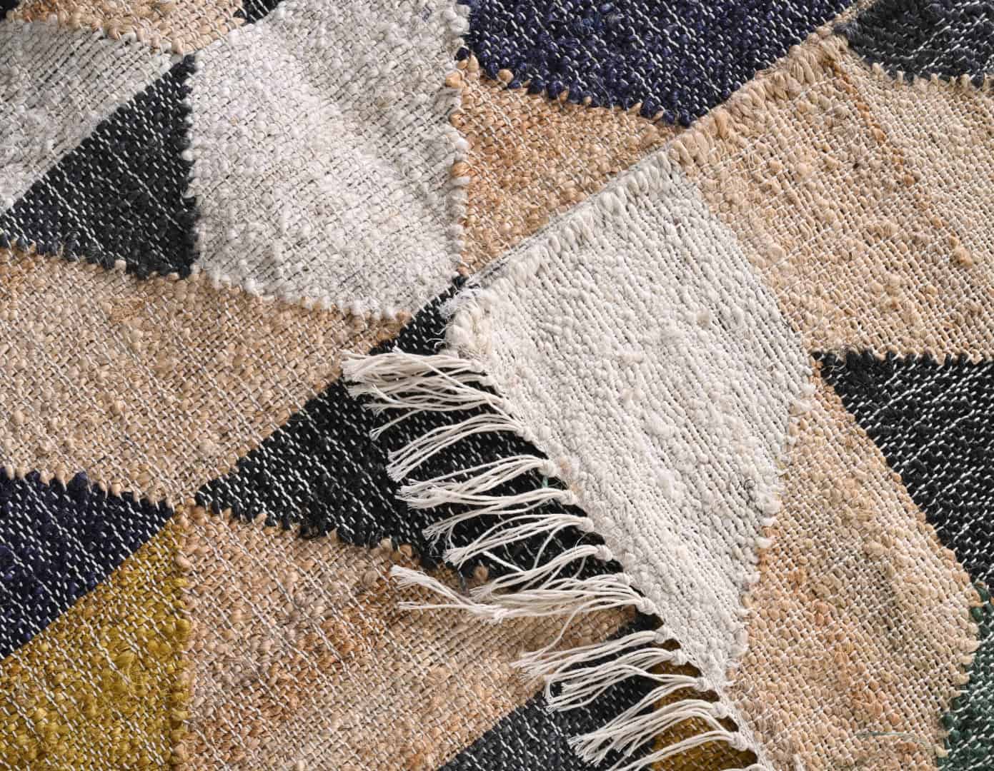 Eco Friendly Handwoven Multicolor Cotton Jute Rug White Fringes Jute Rug Large Area Jute Dhurrie Rug For Living Home Decorative Jute Rug Dining Table Jute Rug  - Image 6