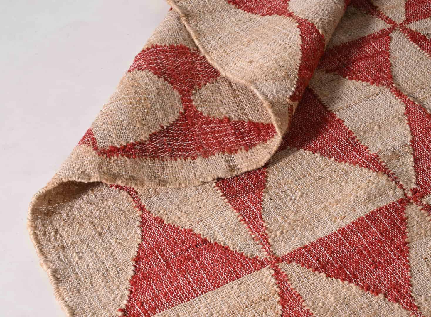 Bohemian Handmade Natural Cotton Jute Rug With Red Design Rug And White Fringe Jute Rug Vintage Large Area Jute Rug Rectangle Shape Rug Home Decor Jute Rug - Image 8