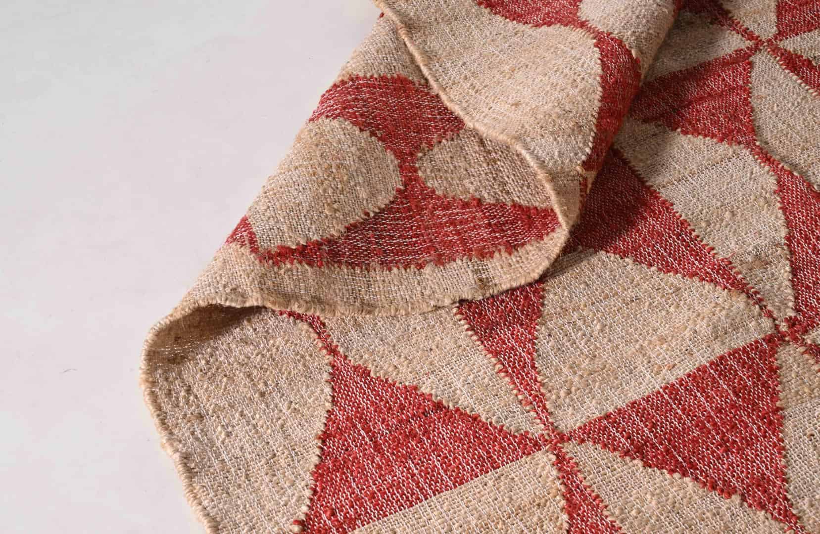 Bohemian Handmade Natural Cotton Jute Rug With Red Design Rug And White Fringe Jute Rug Vintage Large Area Jute Rug Rectangle Shape Rug Home Decor Jute Rug - Image 6