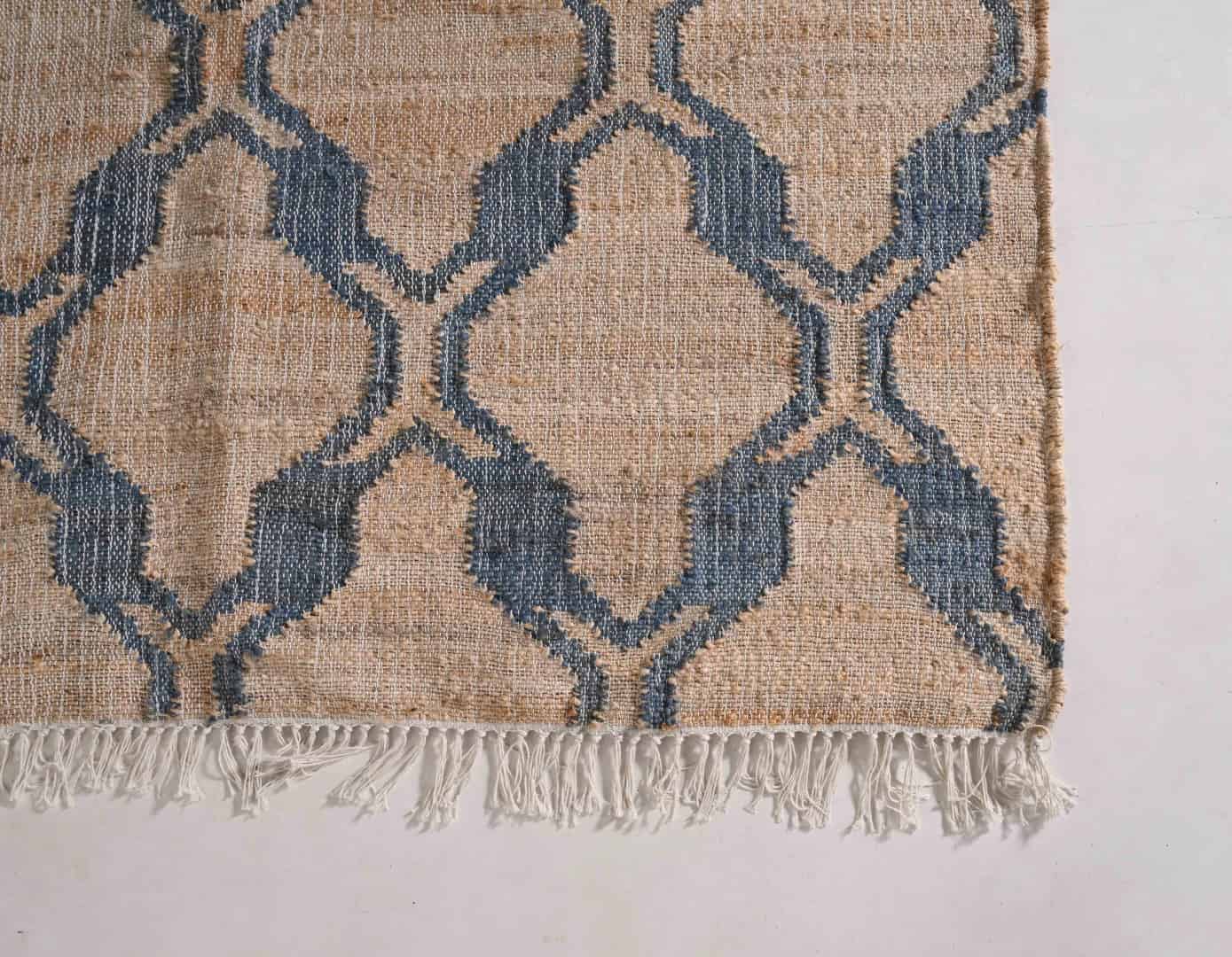 Sky Blue Scandinavian Design High Quality Hand Woven Flatweave Cotton Jute Modern Boho Geometric Rug Bohemian Decor Jute Area Rug For Living Kitchen Rug  - Image 5