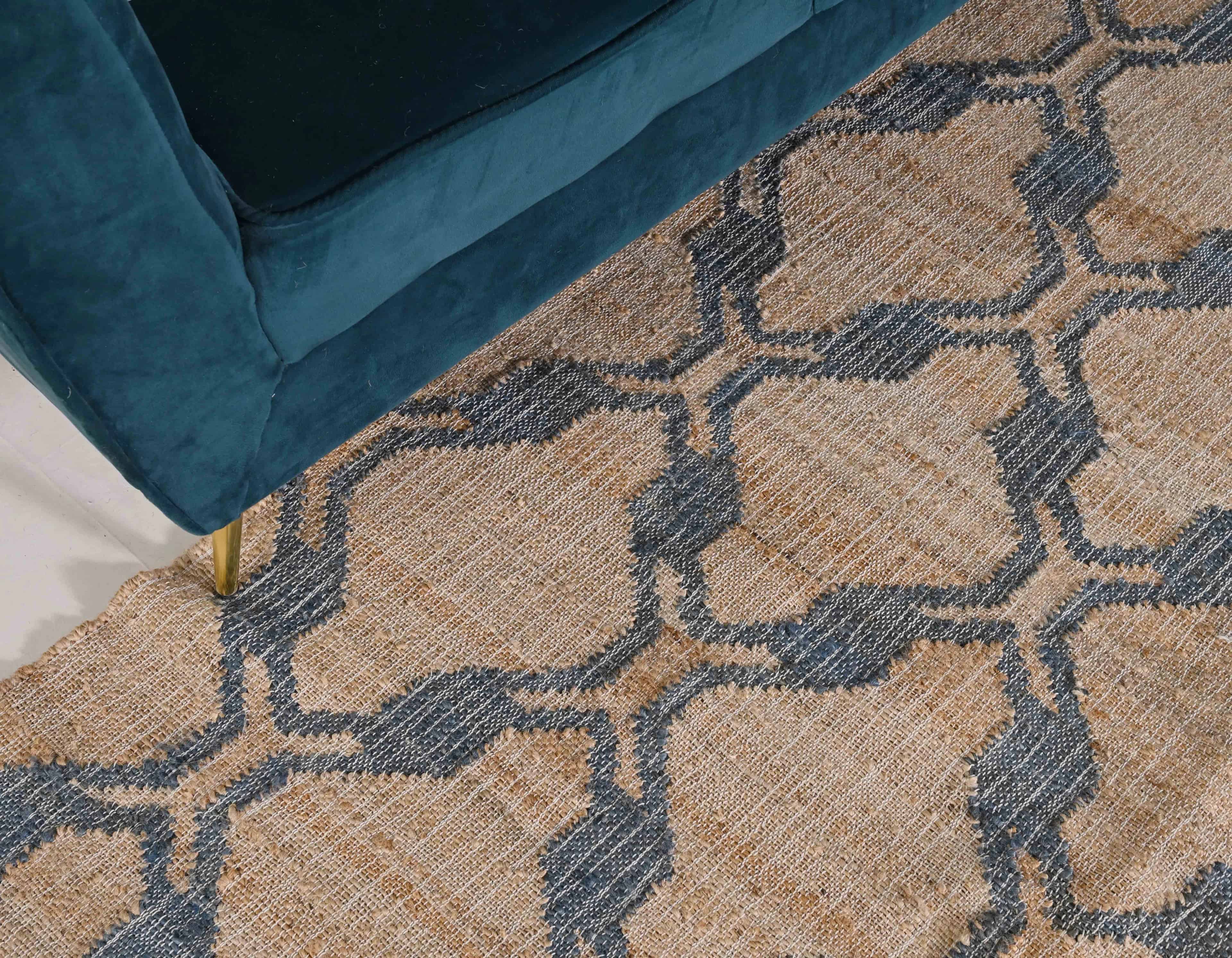 Sky Blue Scandinavian Design High Quality Hand Woven Flatweave Cotton Jute Modern Boho Geometric Rug Bohemian Decor Jute Area Rug For Living Kitchen Rug  - Image 6