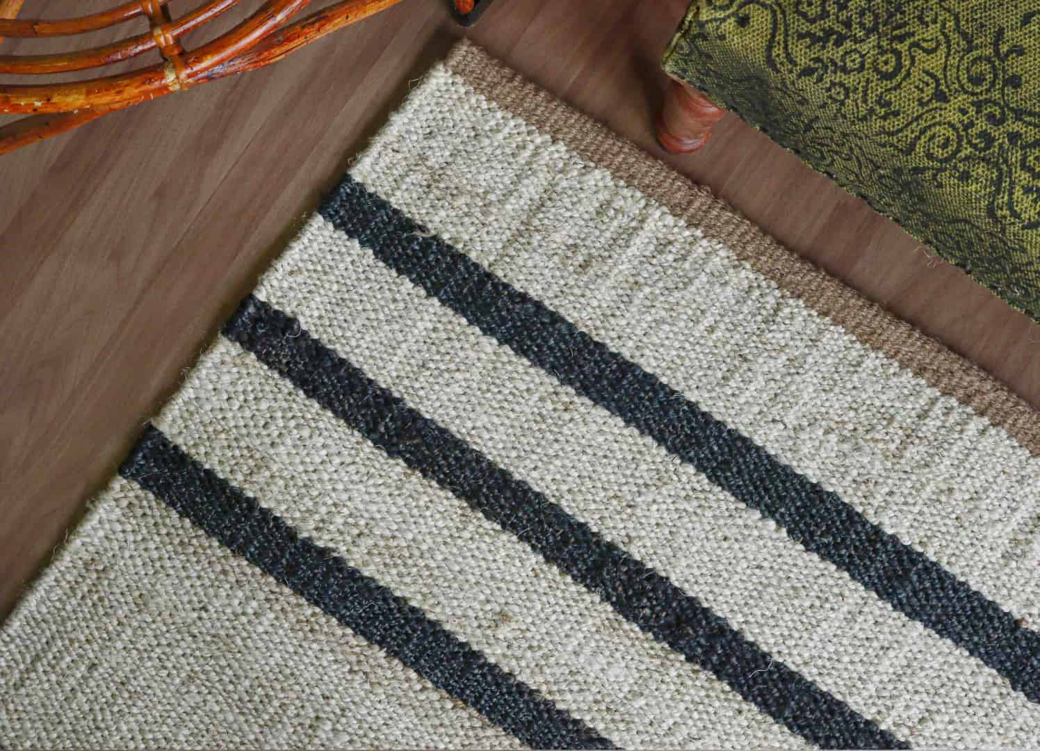 Indian Handmade White Jute Hemp with Black Stripes Line Hemp Rectangle For Hallway Decor Hemp Rug For Living Room Area Vintage Large Area Jute Rug  - Image 5