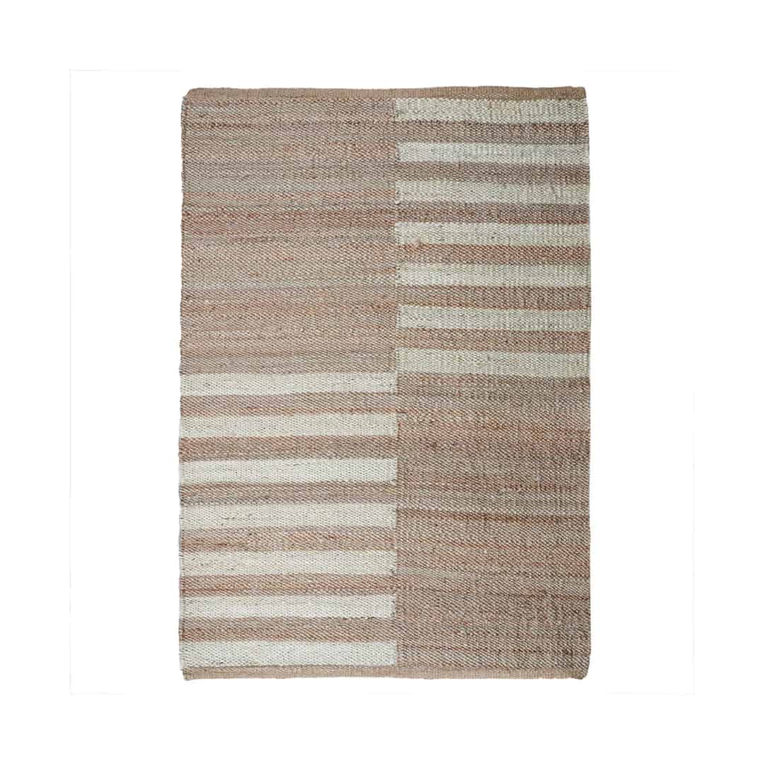 Indian Handmade Beige with Off White Stripes Hemp Rug Boho Decor Hemp Hallway Decor Hemp Jute Rug Hemp For Farmhouse Hemp Carpet Living Home Decor Rug  - Image 1