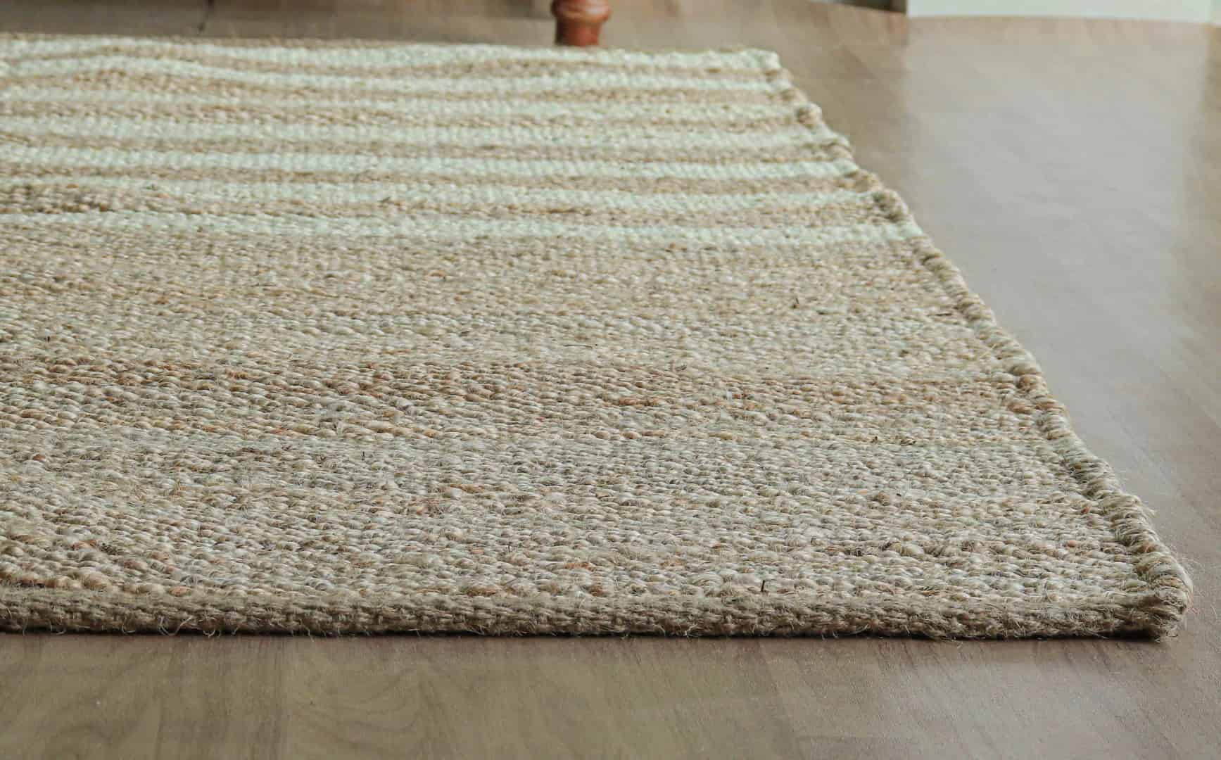Indian Handmade Beige with Off White Stripes Hemp Rug Boho Decor Hemp Hallway Decor Hemp Jute Rug Hemp For Farmhouse Hemp Carpet Living Home Decor Rug  - Image 4
