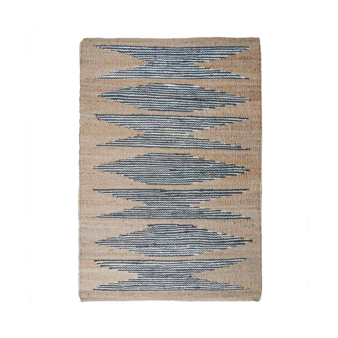 Indian Handmade New Design Natural Jute Hemp Rug with Black and White Design Hemp Rug For Hallway Decor Hemp Rug For Living Room Area Vintage Large Dhurrie Rug - Image 1