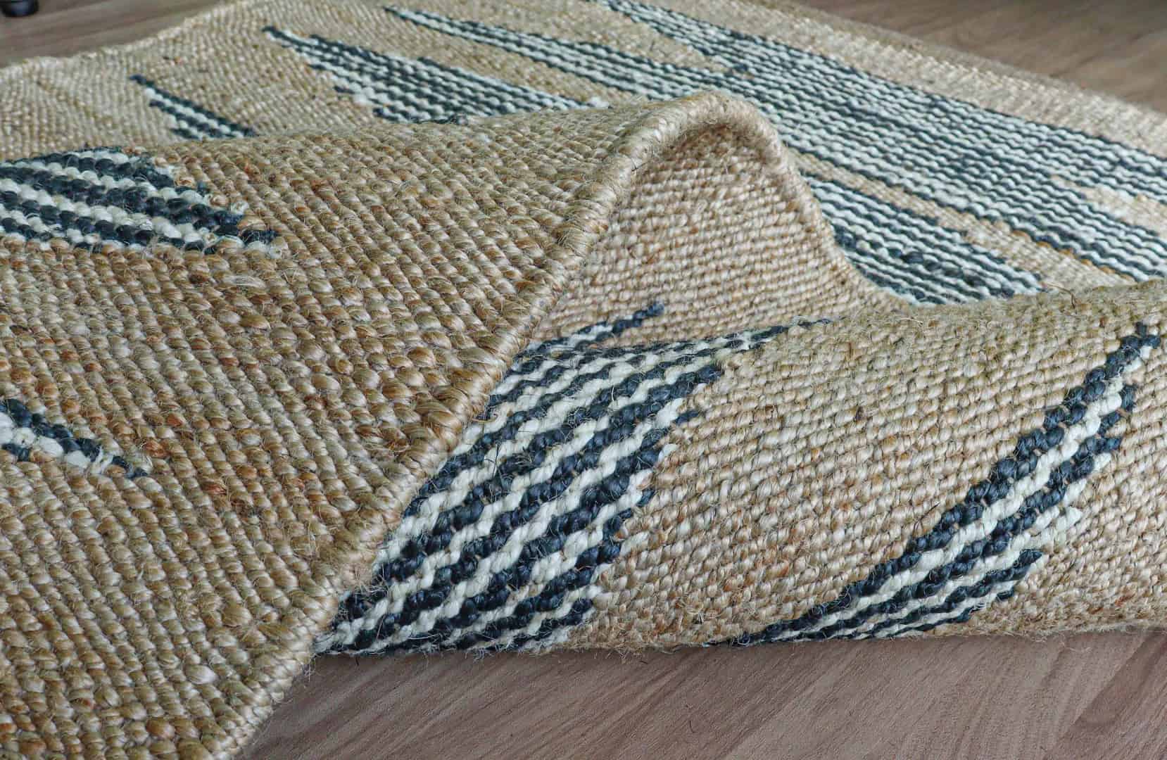 Indian Handmade New Design Natural Jute Hemp Rug with Black and White Design Hemp Rug For Hallway Decor Hemp Rug For Living Room Area Vintage Large Dhurrie Rug - Image 8