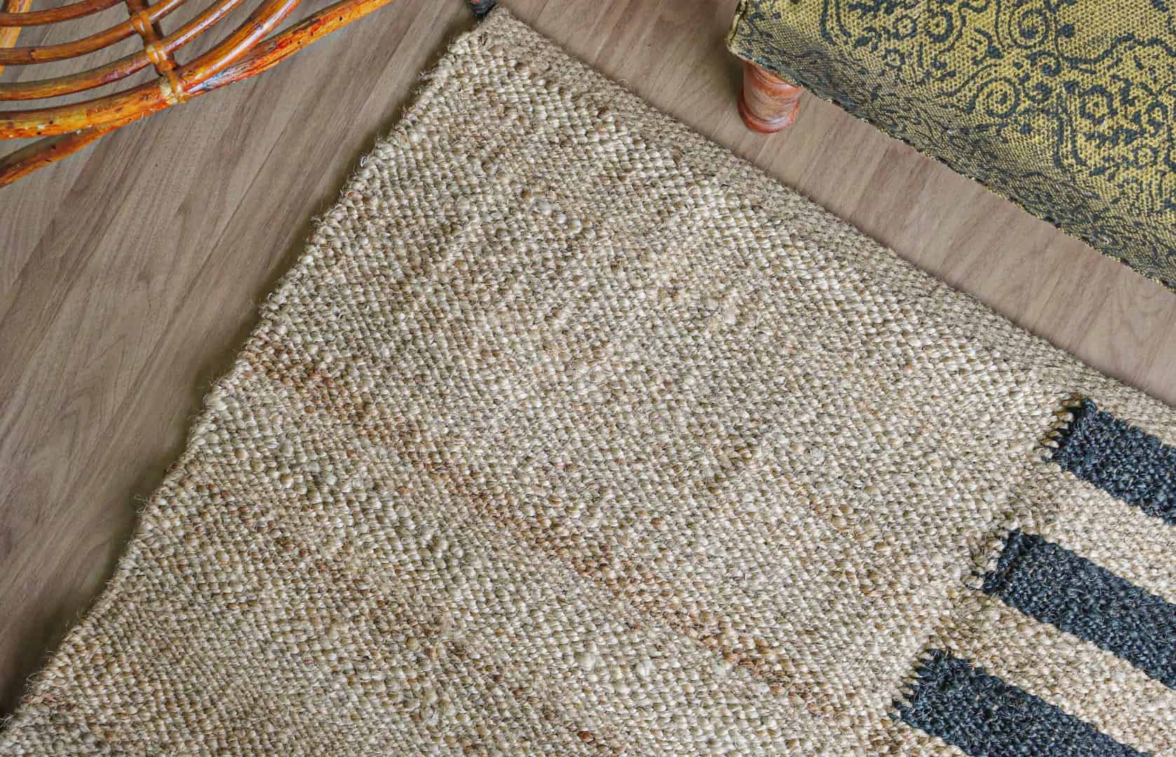 Indian Handwoven Stair Beige Rectangle Jute Rug With Black Strips Hemp Lines Rug For Living Decor Jute Area Rug Large Area Jute Rug Entryway Hemp Dhurrie Rug  - Image 5
