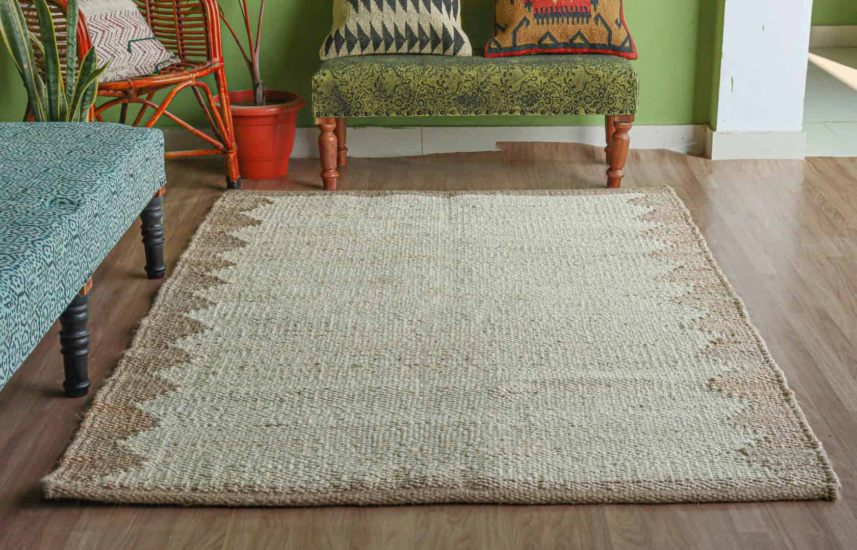 Handmade Hemp Rectangle White And Beige Color Boho Decor Hemp Hallway Decor Hemp Jute Rug Hemp For Farmhouse Carpet Vintage Large Area Hemp Dhurrie Rug  - Image 2