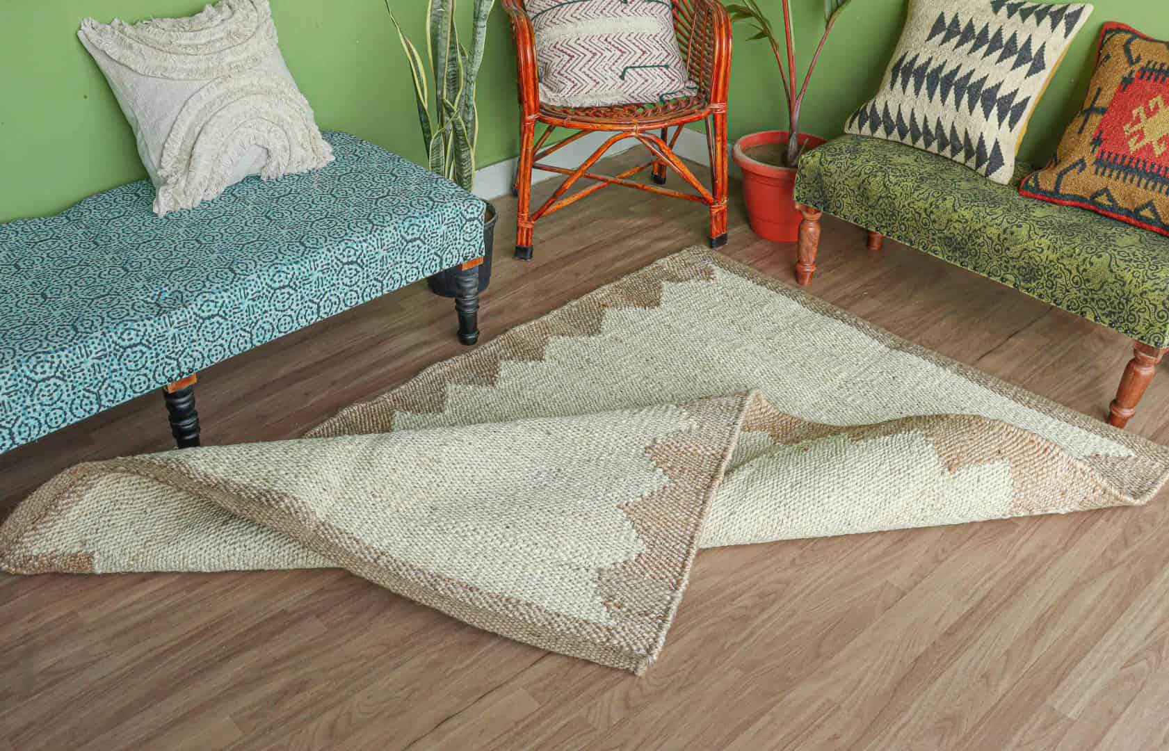 Handmade Hemp Rectangle White And Beige Color Boho Decor Hemp Hallway Decor Hemp Jute Rug Hemp For Farmhouse Carpet Vintage Large Area Hemp Dhurrie Rug  - Image 4
